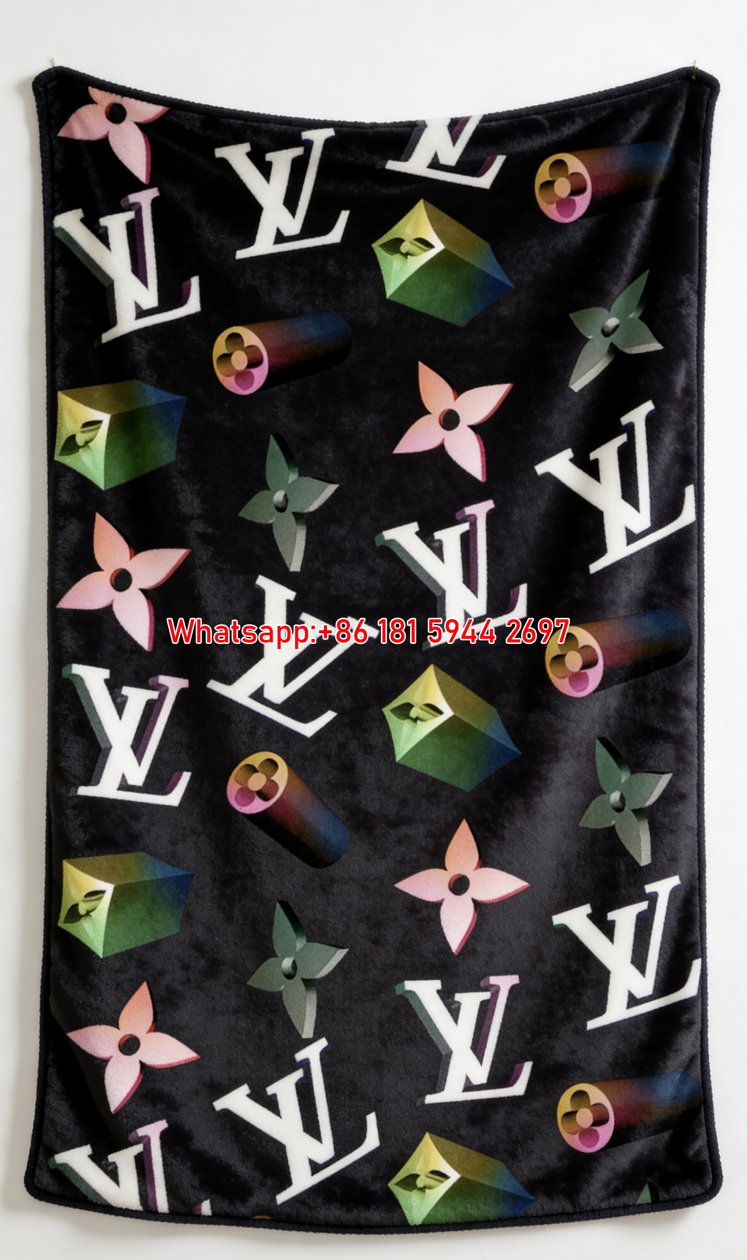 LV 3D Neon Monogram Blanket Colorful LV Geometric Throw IMG_3265